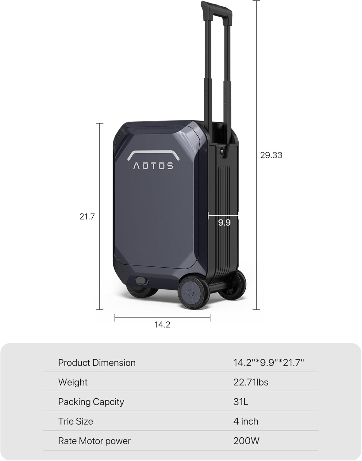 20" ELECTRIC SMART RIDEABLE SUITCASE 31L LUGGAGE SCOOTER FOR TRAVEL APP CONTROL~