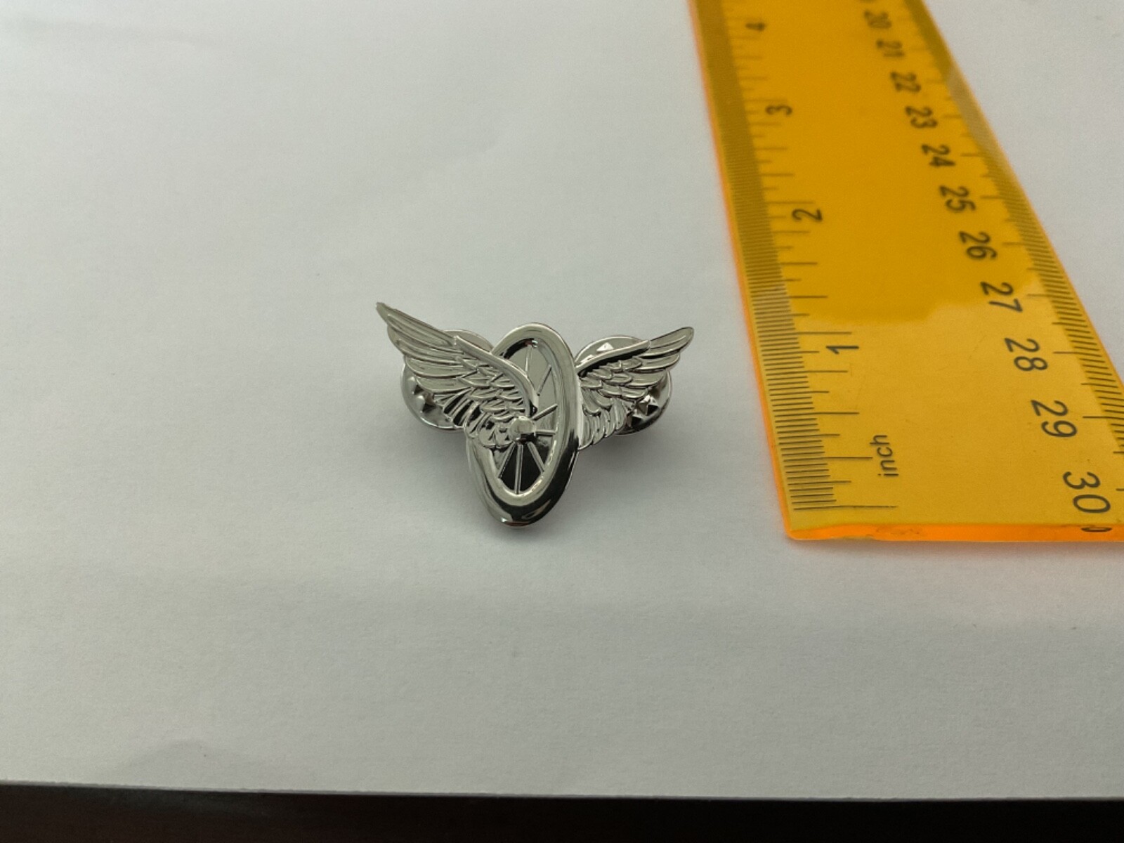 Police, Law Enforcement, Wheel Winged Pin Motorcycle Patrol Silver Finish