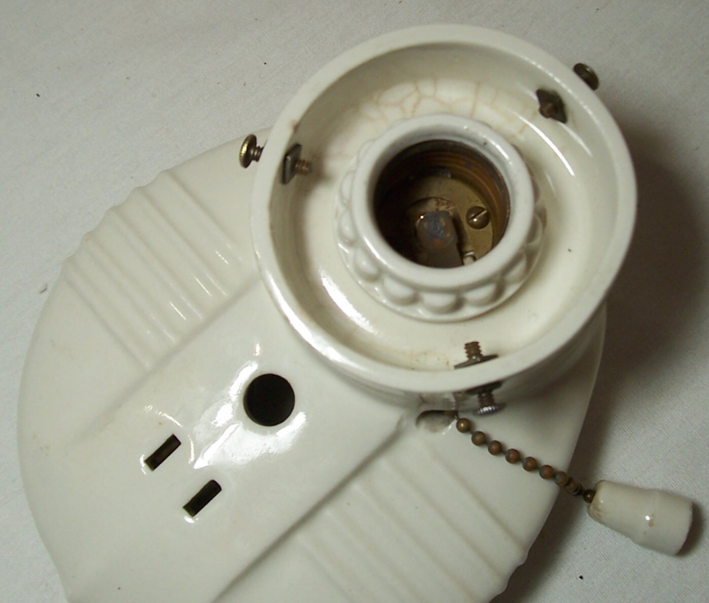 Vtg Porcelain Sconce Pair Antique Ceramic Light Fixture Art Deco USA #F48