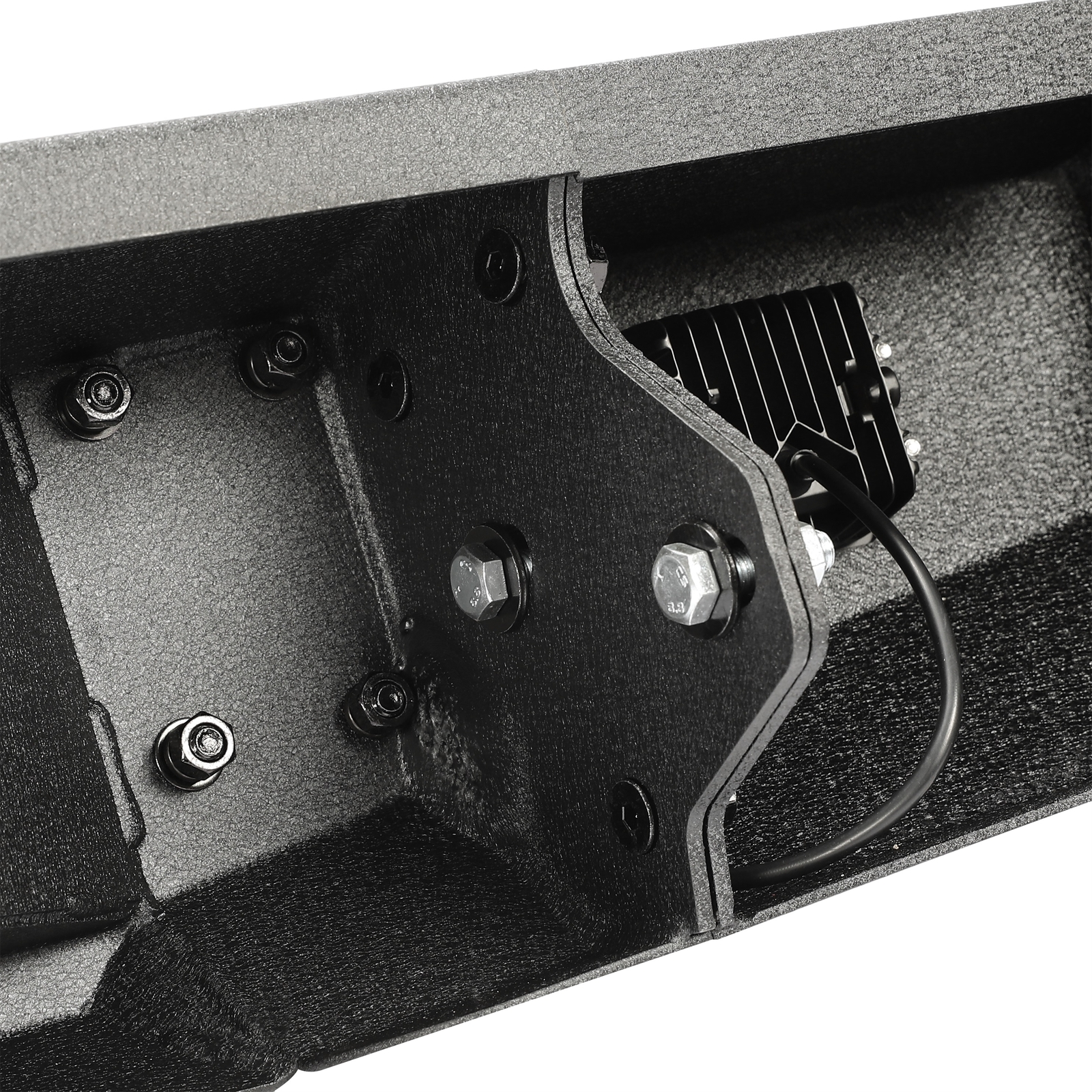 HECASA Black Rear Bumper For Toyota Tacoma 2005-2015 w/License Plate LED Lights