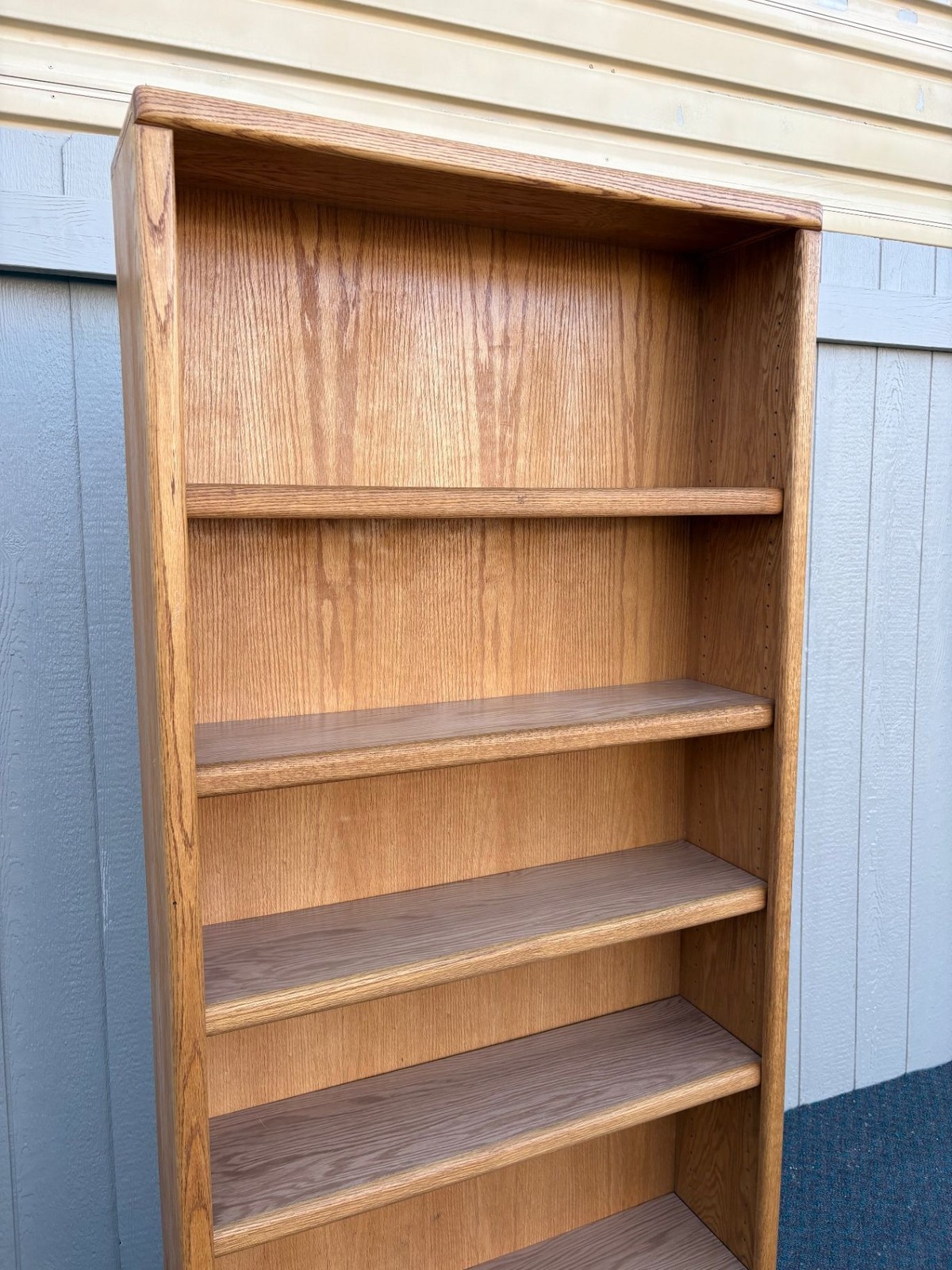 67556 Tall Oak Bookcase with Adjustable Shelves, Classic Design