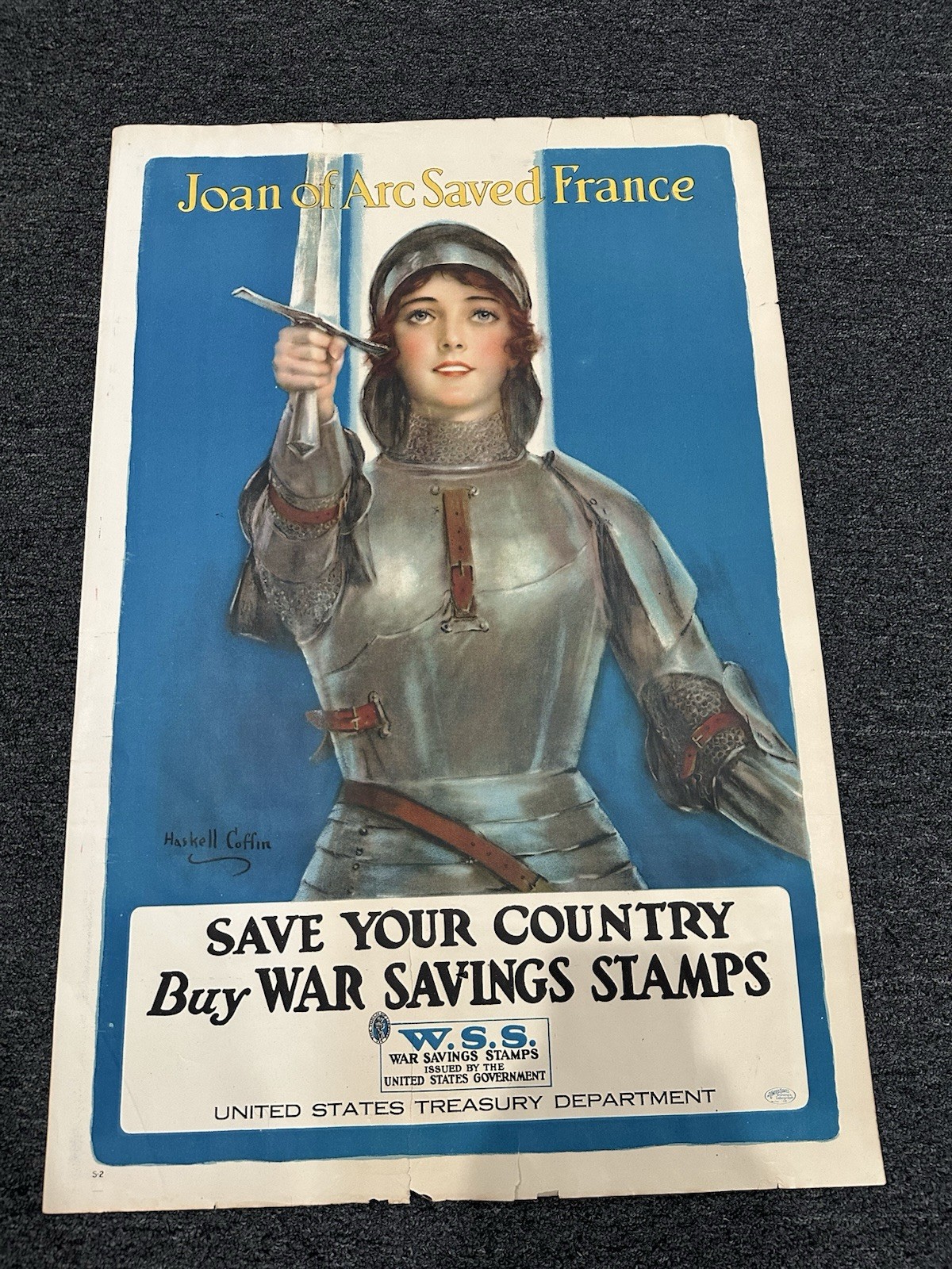 Original WW1 1918 JOAN OF ARC SAVED FRANCE  Poster World War One 20”x30”