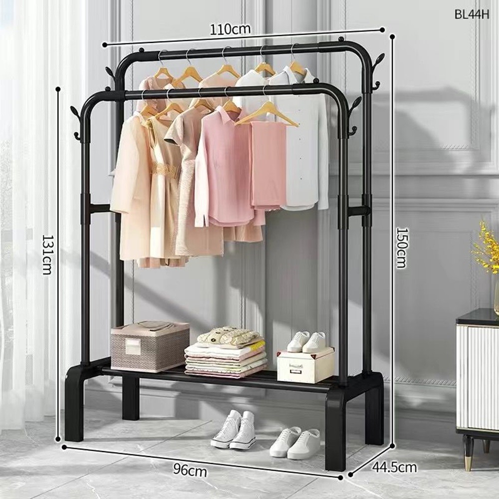 43.3" Heavy Duty Rolling Clothing Garment Rack, Double Rail Clothes Organizer