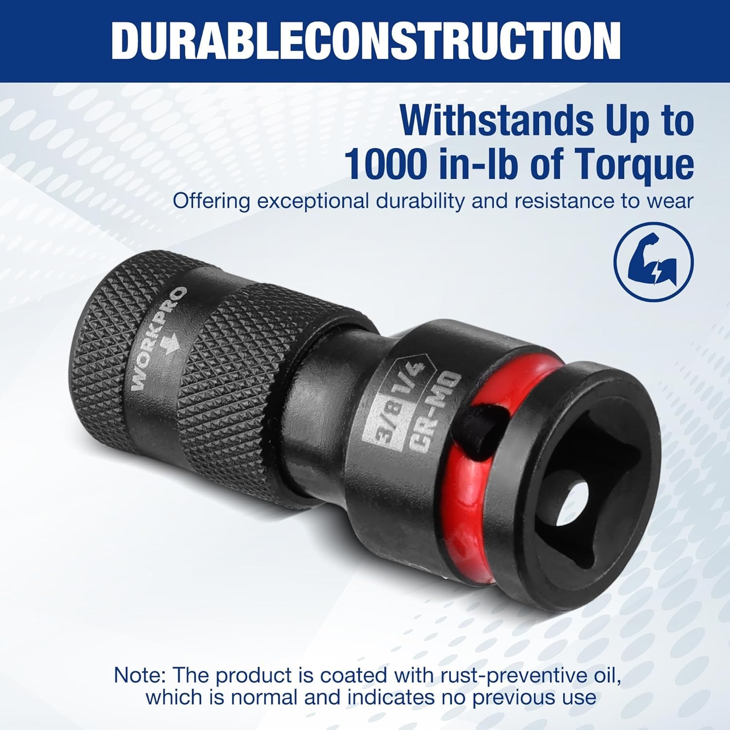 WORKPRO 3/8" Square to 1/4-in Hex Quick Release Bit Holder Impact Socket Adapter