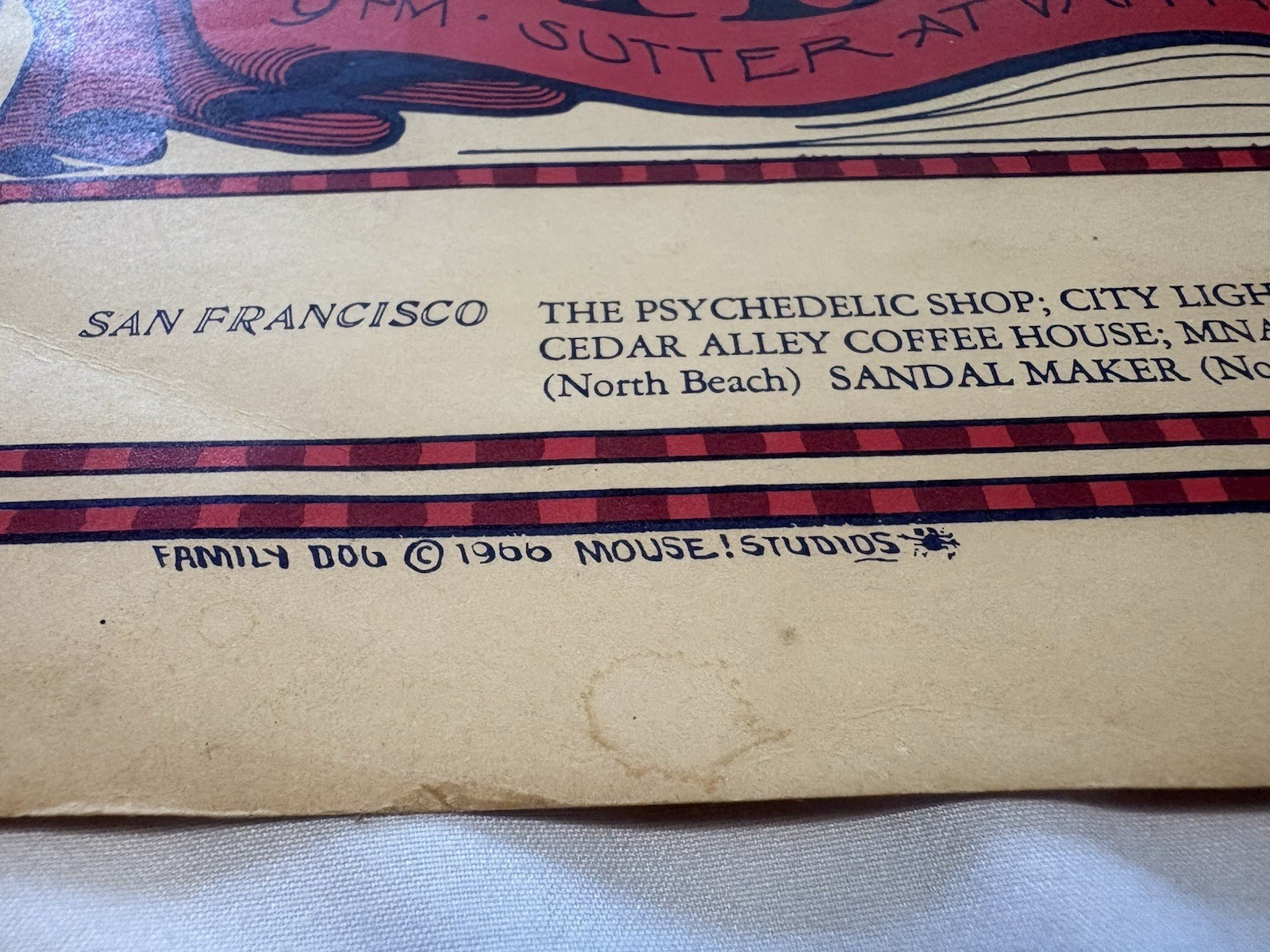 BIG BROTHER & HOLDING COMPANY POSTER + SIR DOUGLAS QUINTET AVALON PRINTED 1967