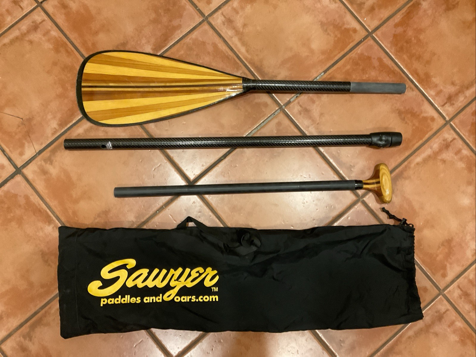 Sawyer Mana Rip Quick Draw Adjustable Wood & Carbon Fiber RIP 100 SUP Paddle