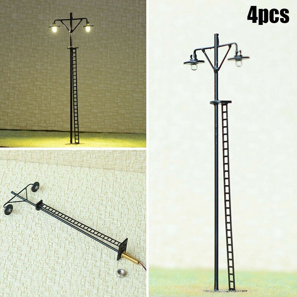 4 PCS HO-Scale LED Yard Light Model Train Railroad-Street Station Lamp Post US