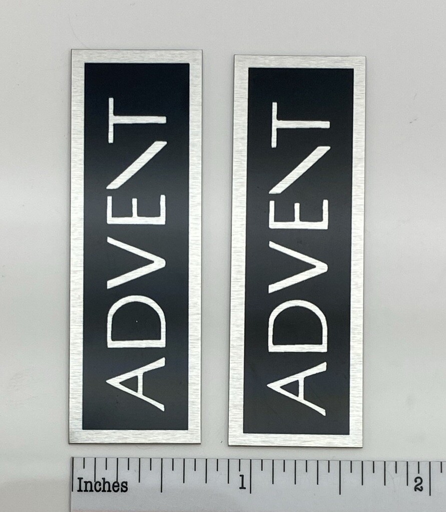 Advent Speaker Badge Logo Emblem Pair Custom Made Aluminum