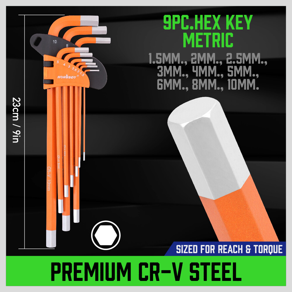 37pc Ball End Hex Key Allen Wrench Set Star Long Arm SAE Metric Industrial Grade