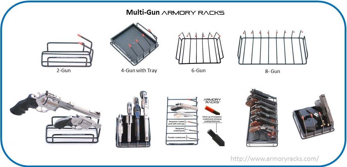 4-Gun Handgun Storage Rack | Welded Steel Pistol Stand, Powder-Coated