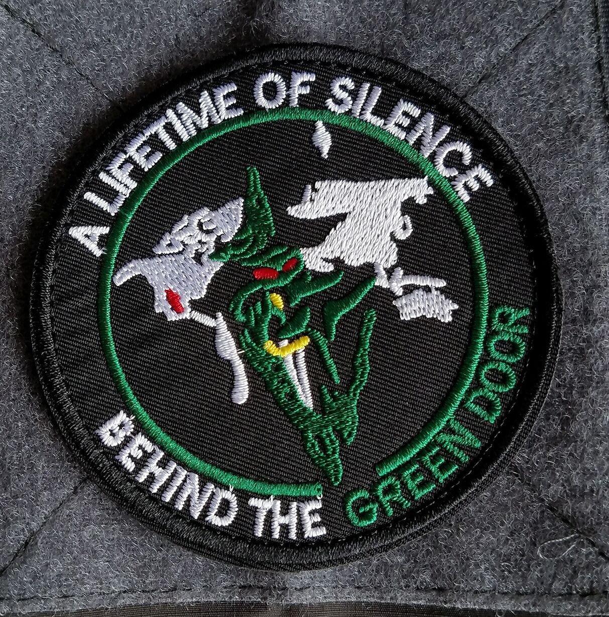 A LIFETIME OF SILENCE BEHIND THE GREEN DOOR TACTICAL EMBROIDERED HOOK PATCH *01