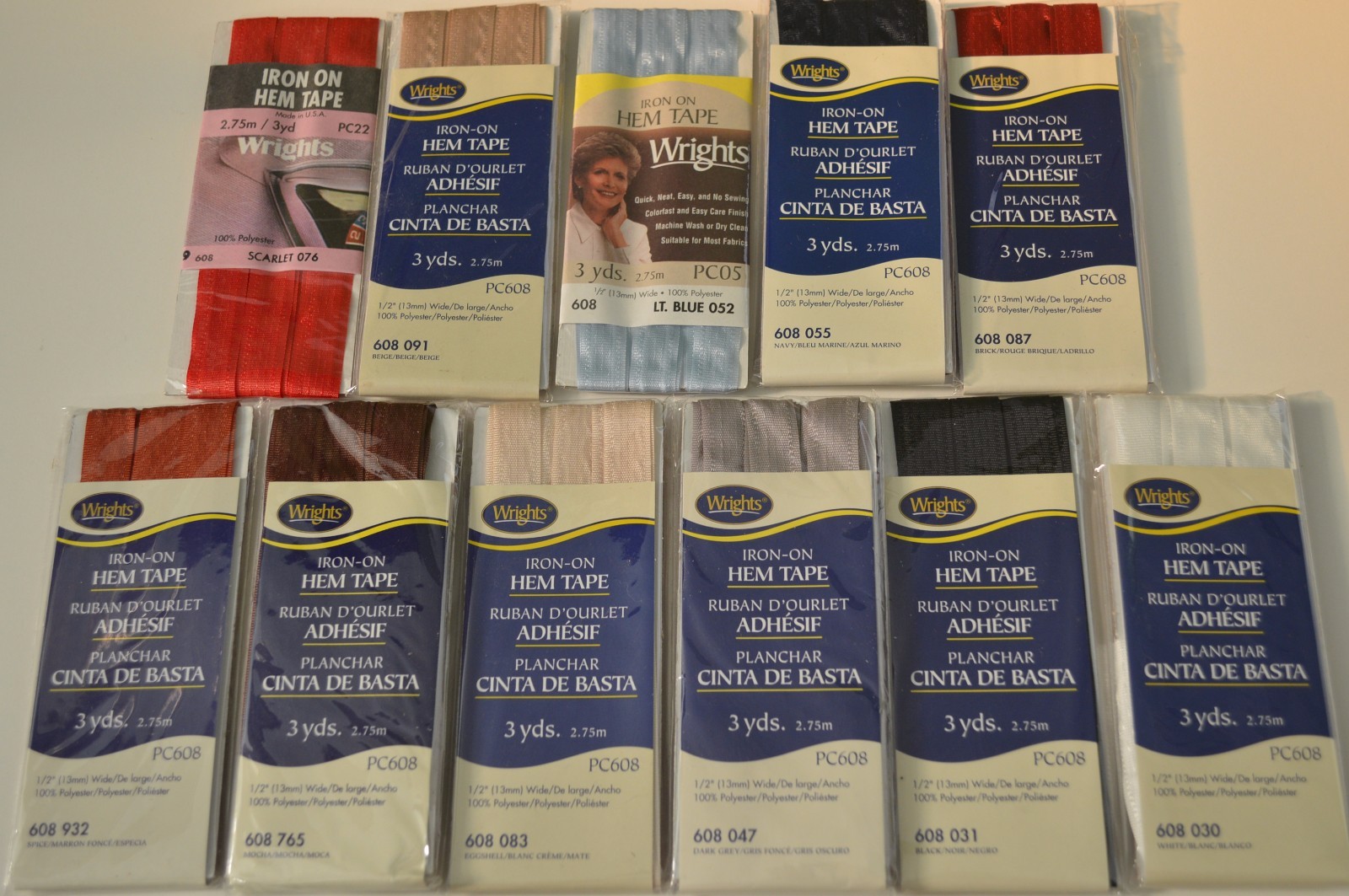 Wrights Iron On Hem Tape 1/2"x 3y - Choose from 12 Different colors Bright & New