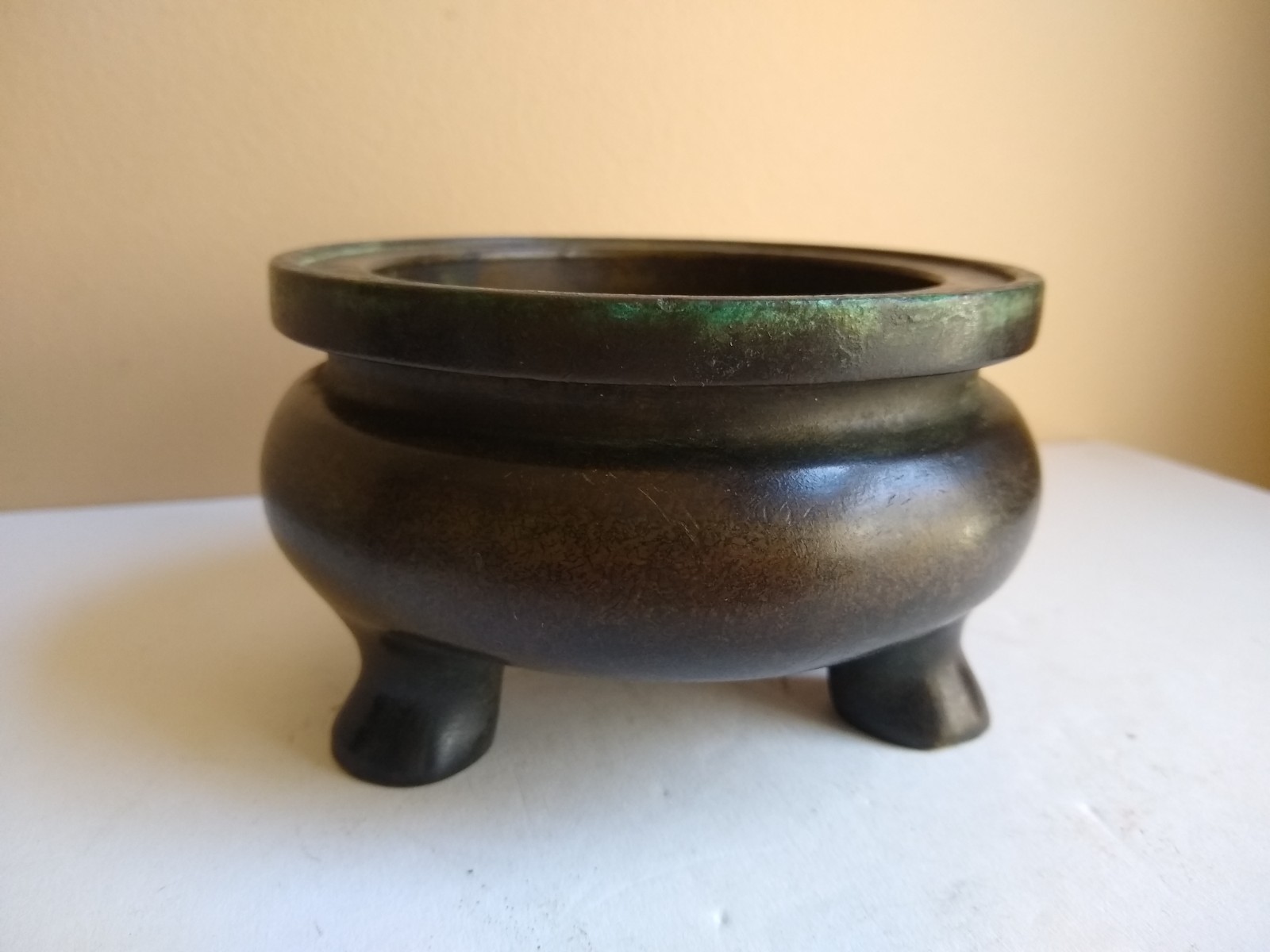 Antique Chinese QING Dynasty Bronze Censer marked ZHENWAN. 17th-18th Century.