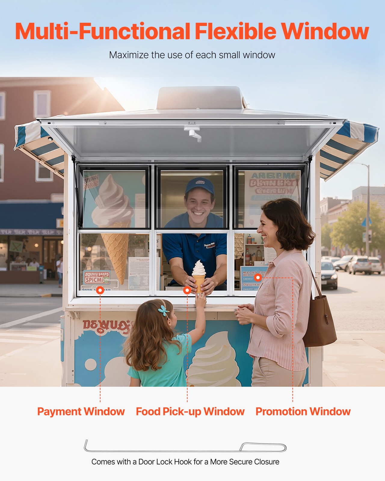 VEVOR 60x36in Concession Stand Serving Window Food Truck Service Awning Aluminum