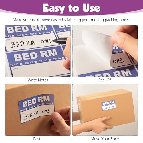 Count Removable Home Moving Labels, 3.4 x 2 inches 9 Color Coded Moving 400