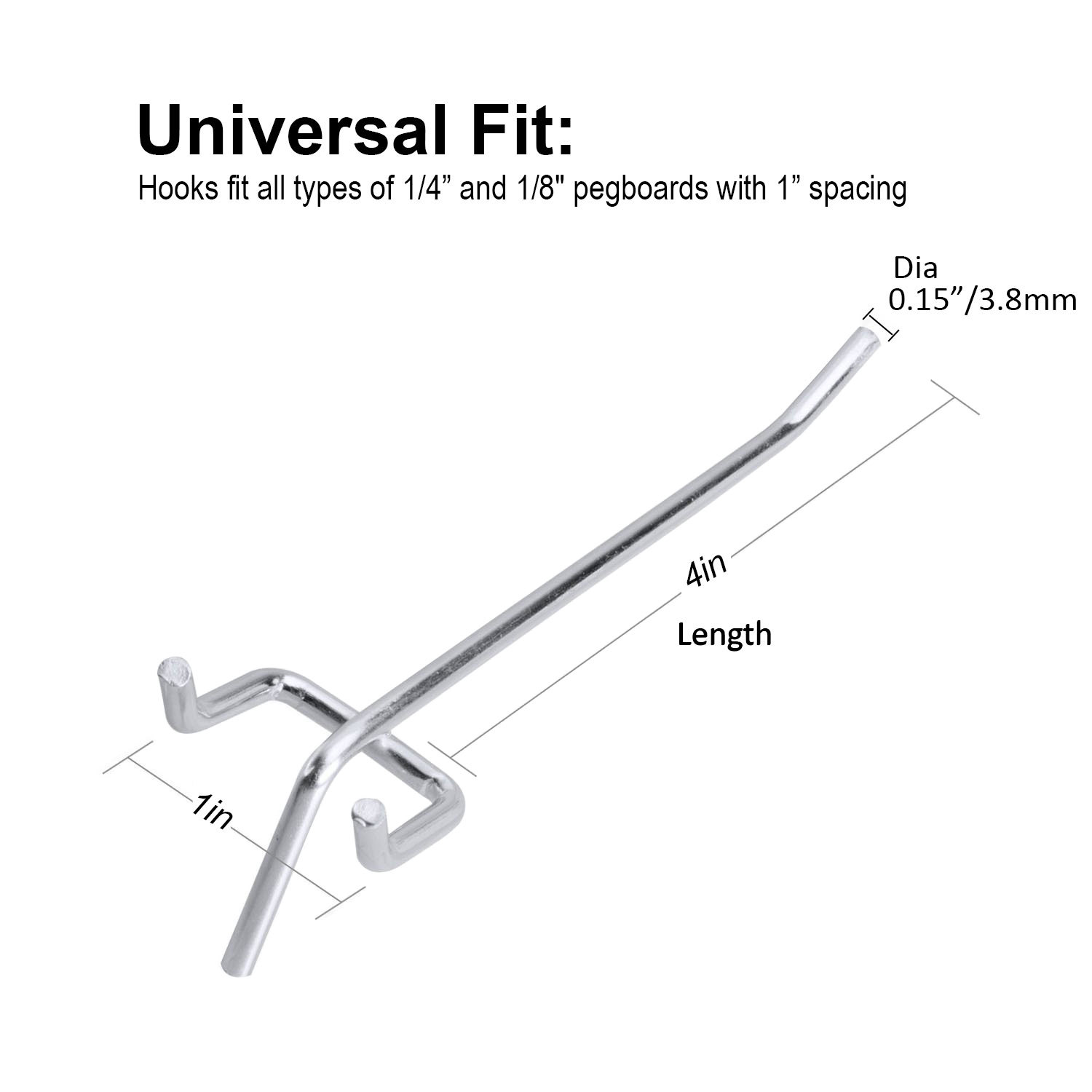 100 PC PEG Board Hooks 4 inch Pegboard Hooks 4" Length Wholesale Lot