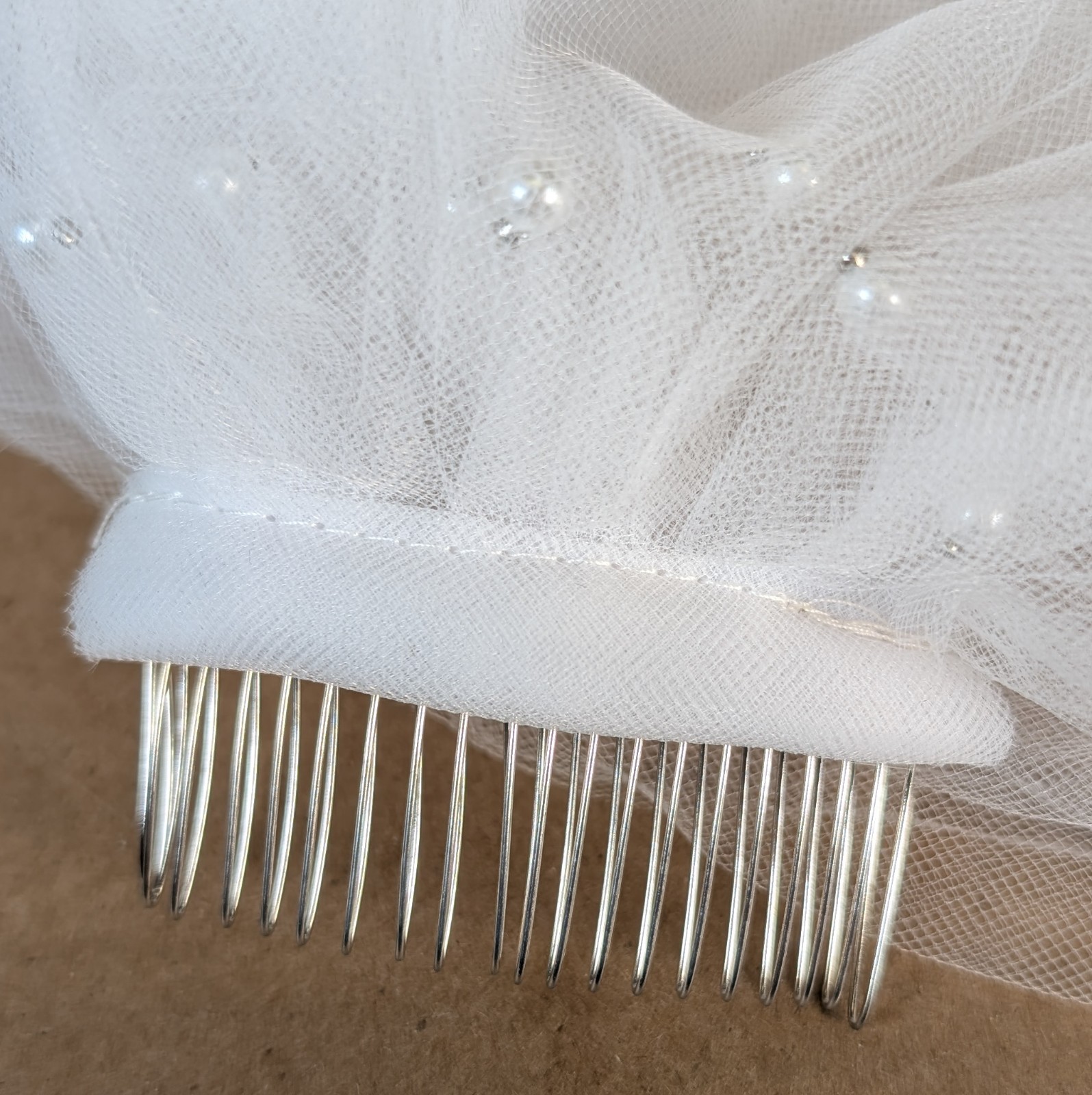 1 Tier Pearl 36 Inch Wedding Bridal Veil With Comb Ivory White