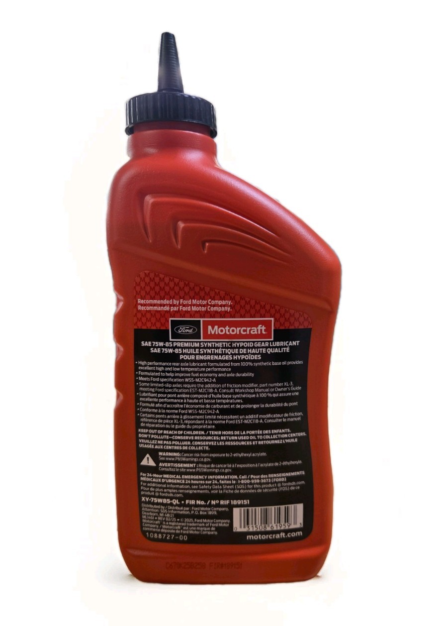 Motorcraft XY75W85QL Premium Synthetic Gear Lubricant 1 Qt.