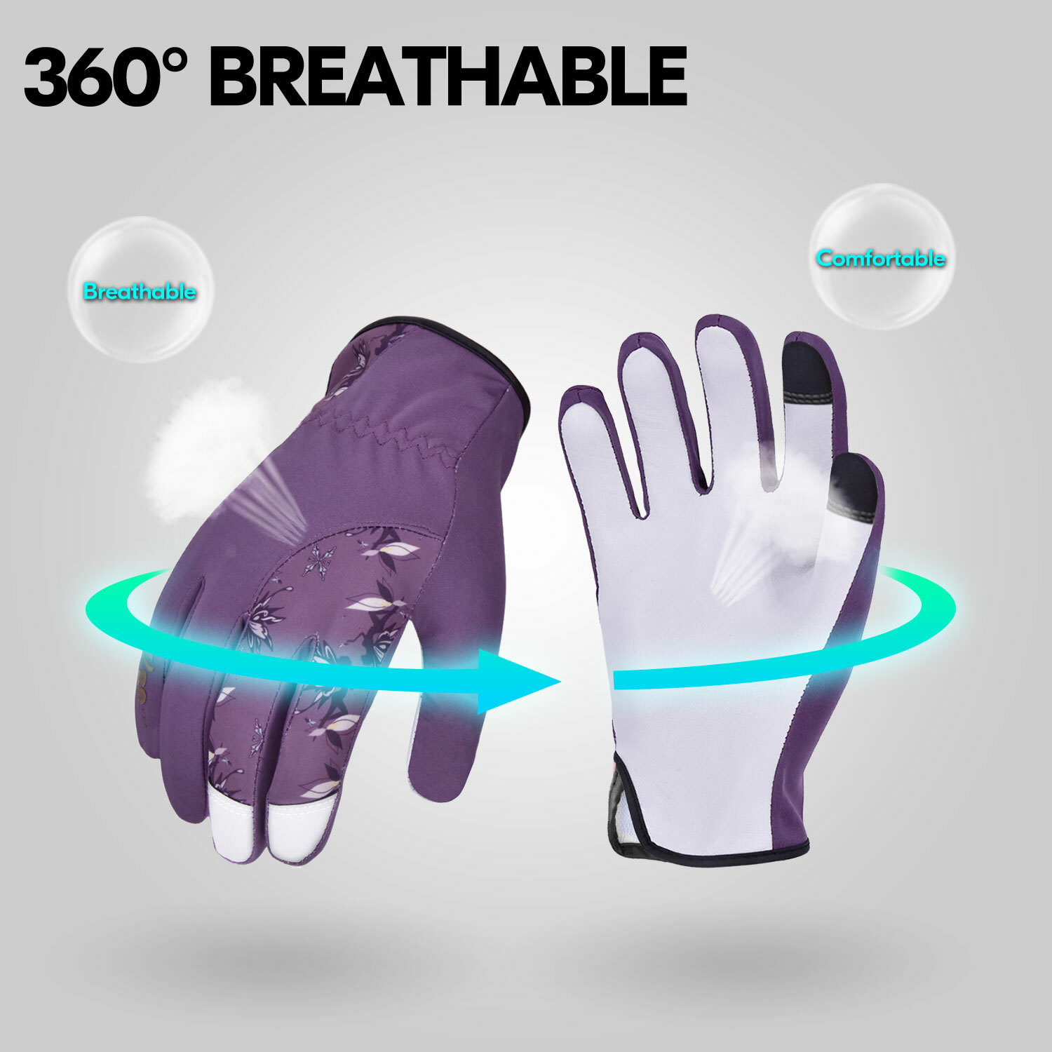 Vgo 1 Pairs Ladies' Goatskin Leather Gardening Gloves (Blue/Purple, GA7454)