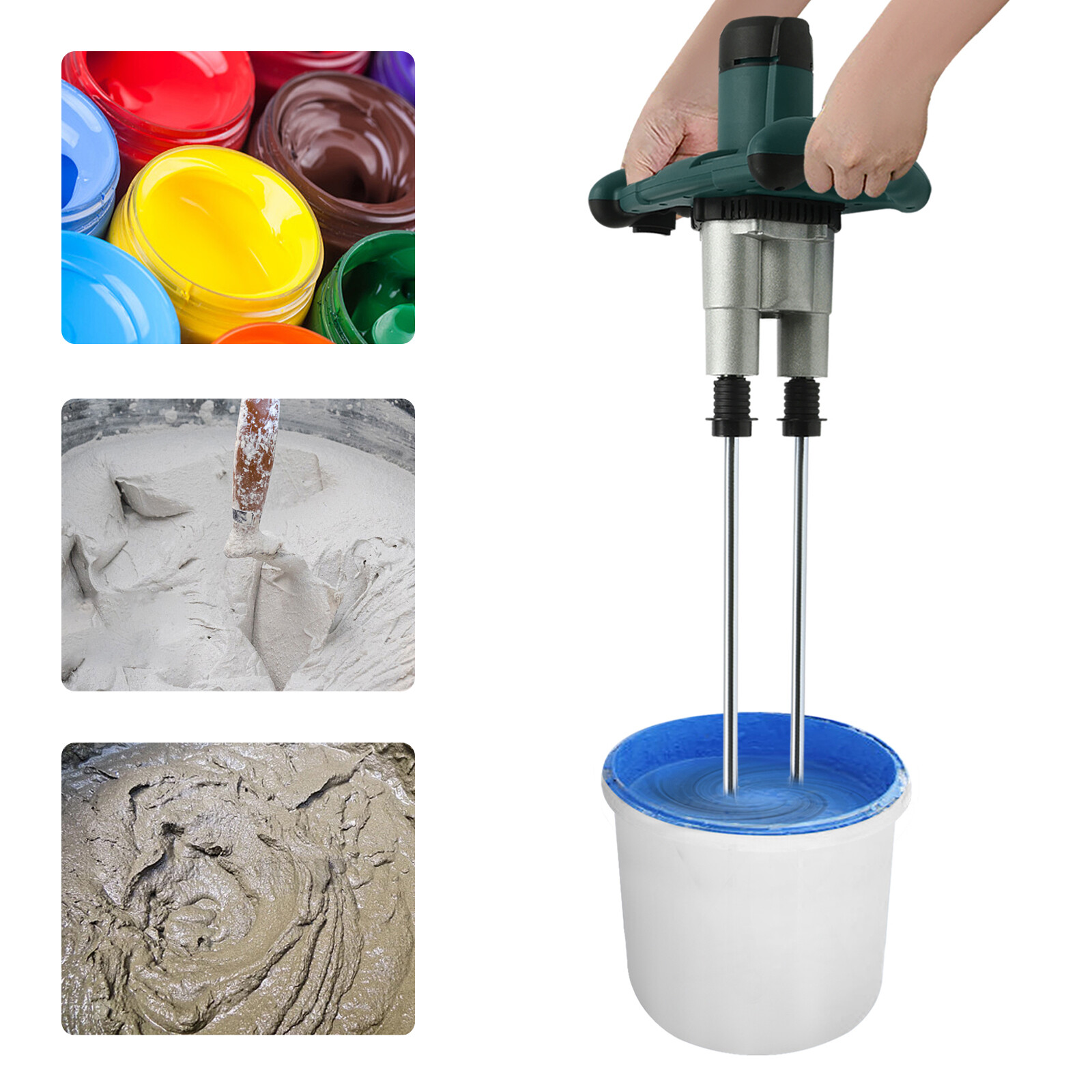 1800w Concrete Mortar Mixer Cement Grout Plaster Stirrer Double Paddle Mixer USA