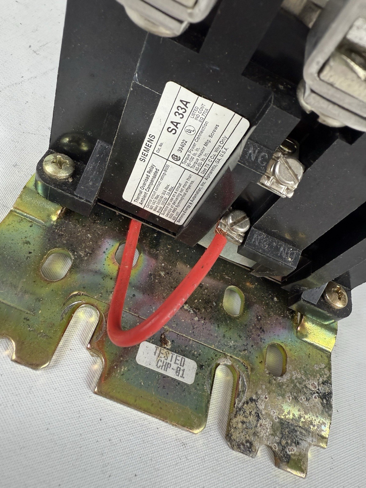 SIEMENS SXL-EO. SIZE 3, 480 VAC, 90A 600V, SA33A Relay, Contactor Motor Starter