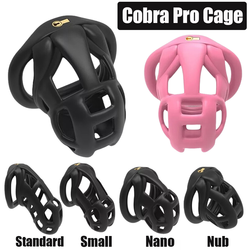NEW 3D Printed Cobra Pro Cage Male Chastity Device Mini Lock Flat/Arc Rings US