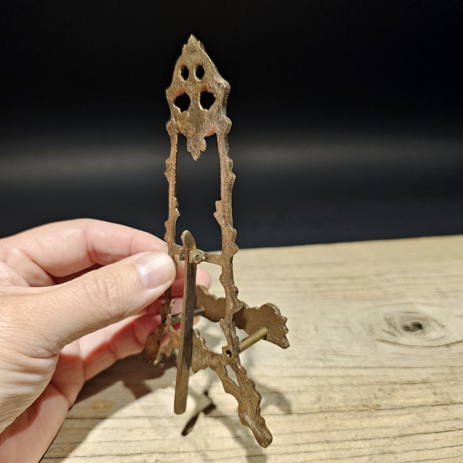 5" Vintage Antique Style Miniature Brass Desk Easel