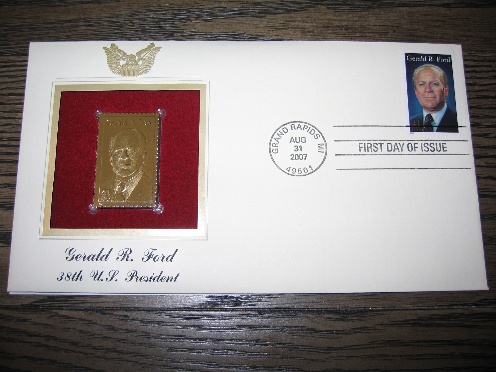 2007 Gerald R Ford 38th US President replica Golden Cover Stamp