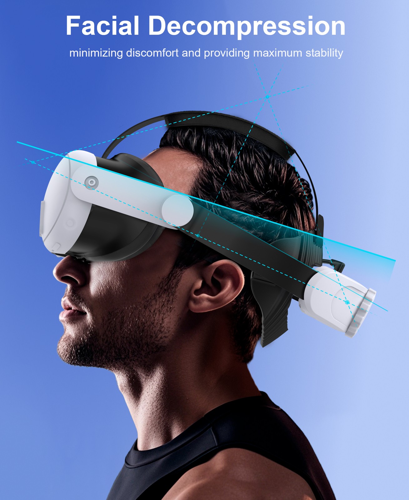 Head Strap with 10000mAh Battery Pack for Meta Quest 3S/Quest 2/3, VR Headset