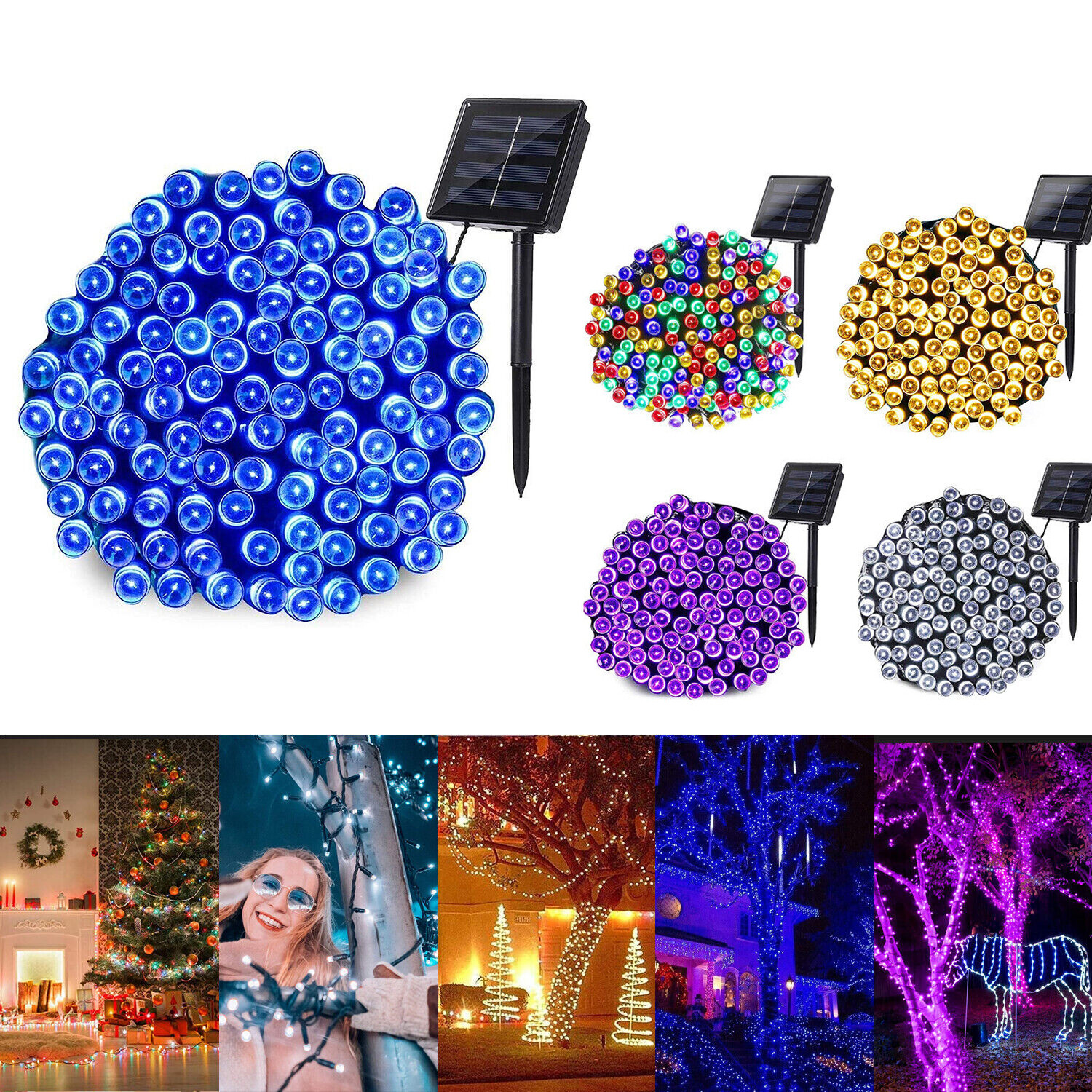 Solar String Lights Outdoor Waterproof Fairy Party Christmas Lamp Garden Decor