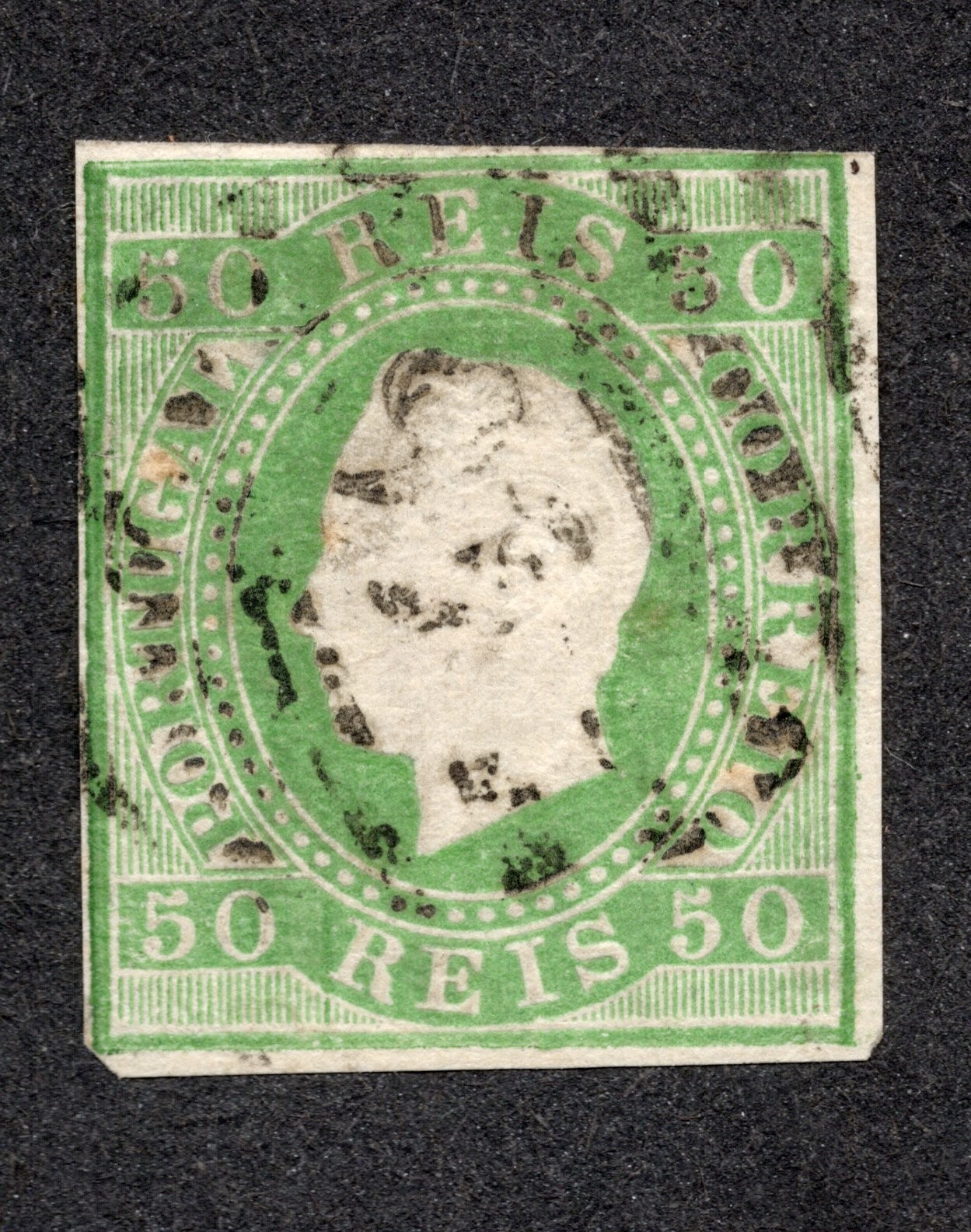 Portugal 1870-84 King Luiz 50 Reis pale grn Used VLH Scott Cat# 42a?