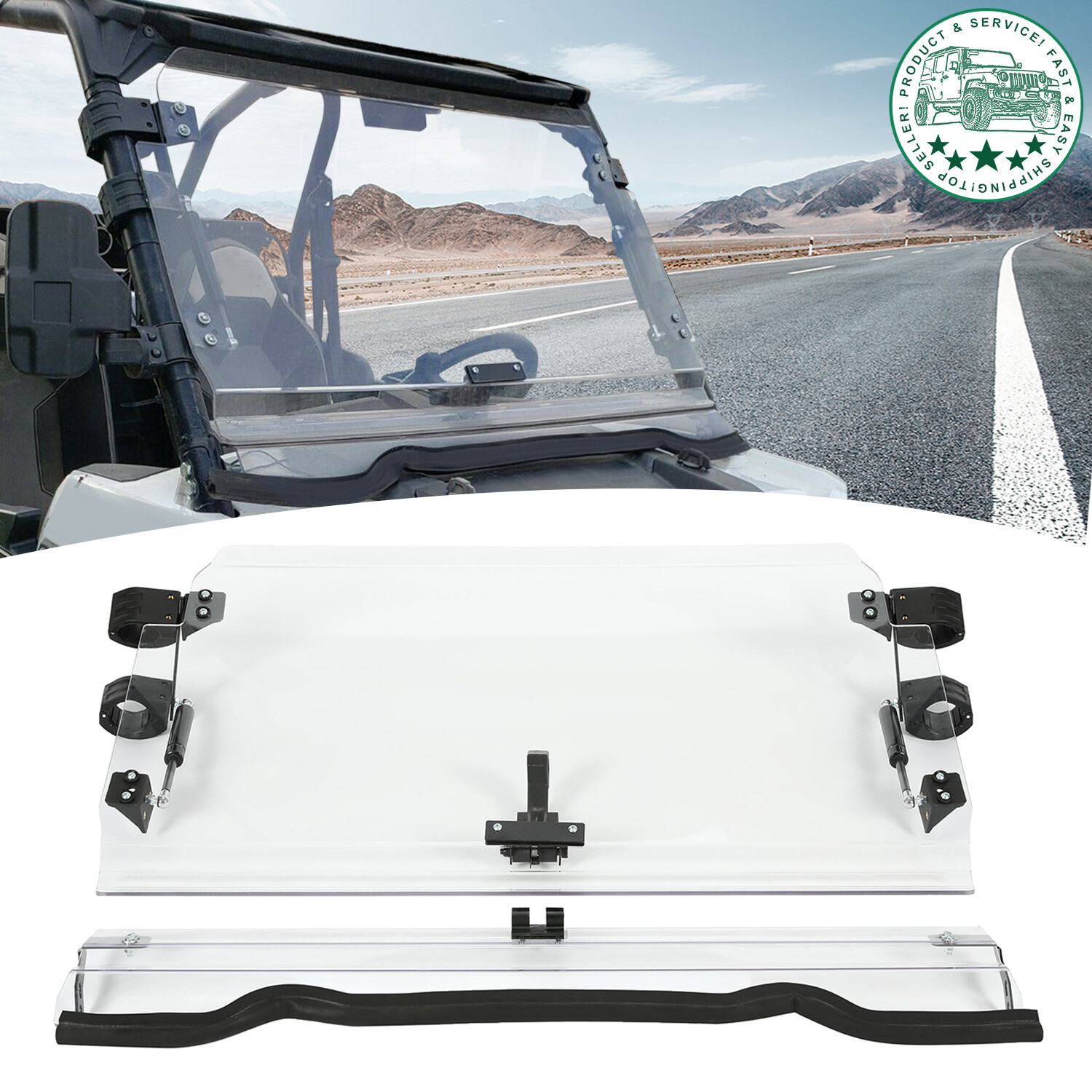 For 14-18 Polaris RZR 900/ XP 1000/ XP 4 1000 Scratch Resistant Flip Windshield