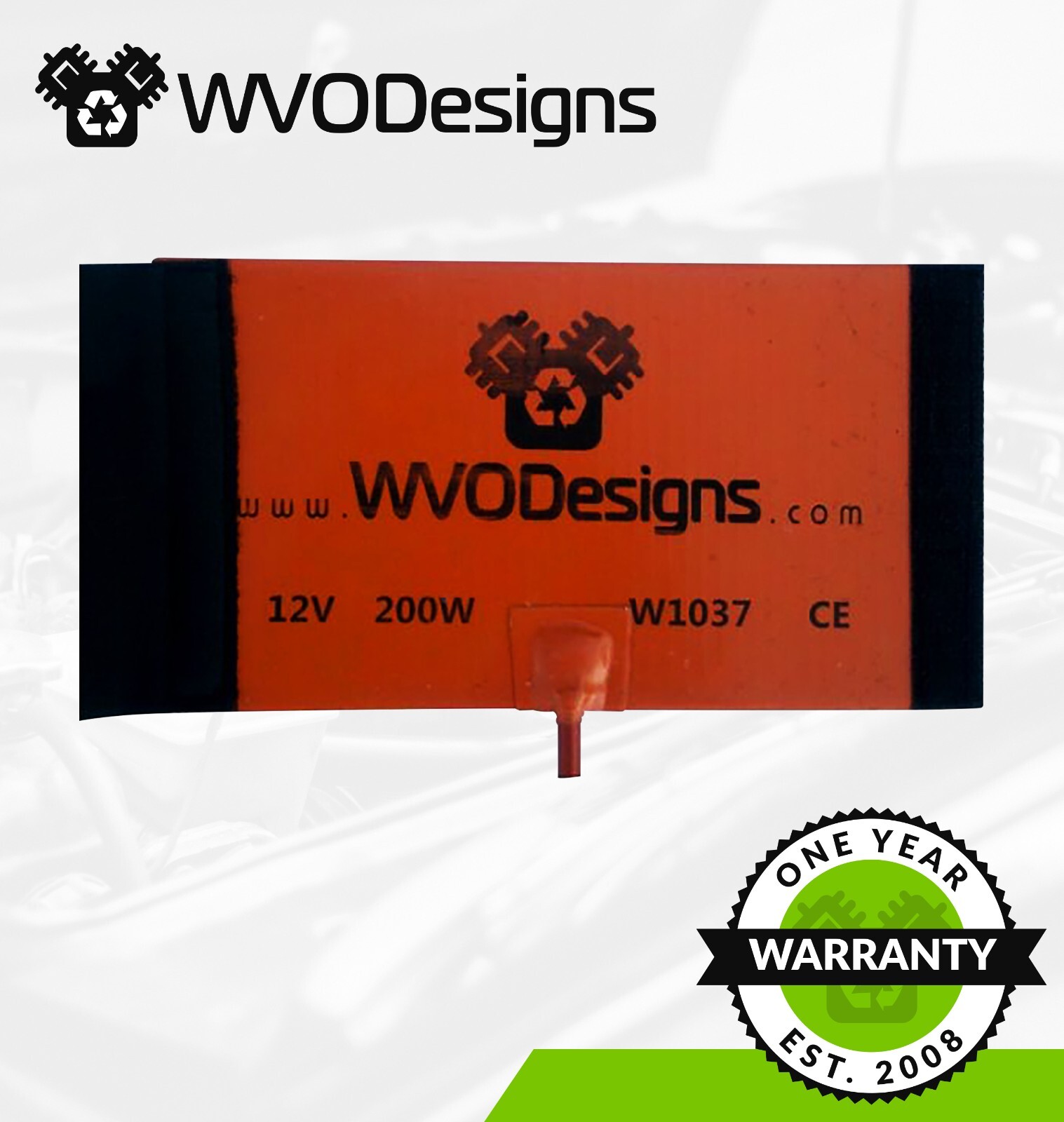 WVO Designs Large Fuel Filter Heater Wrap 200W, 12V  (11" x 6")