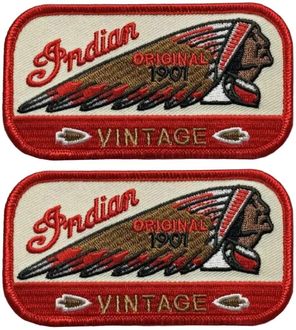 Warbonnet indian Skull Vintage Embroidered Patch - 2PC Iron on or Sew on  4"x2"