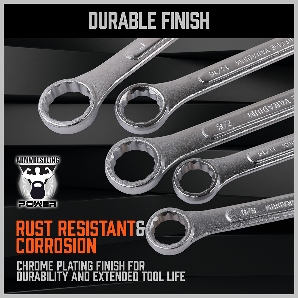 26pc Duo Metric SAE Combination Spanner Set Gear Wrench Standard Head Extra long