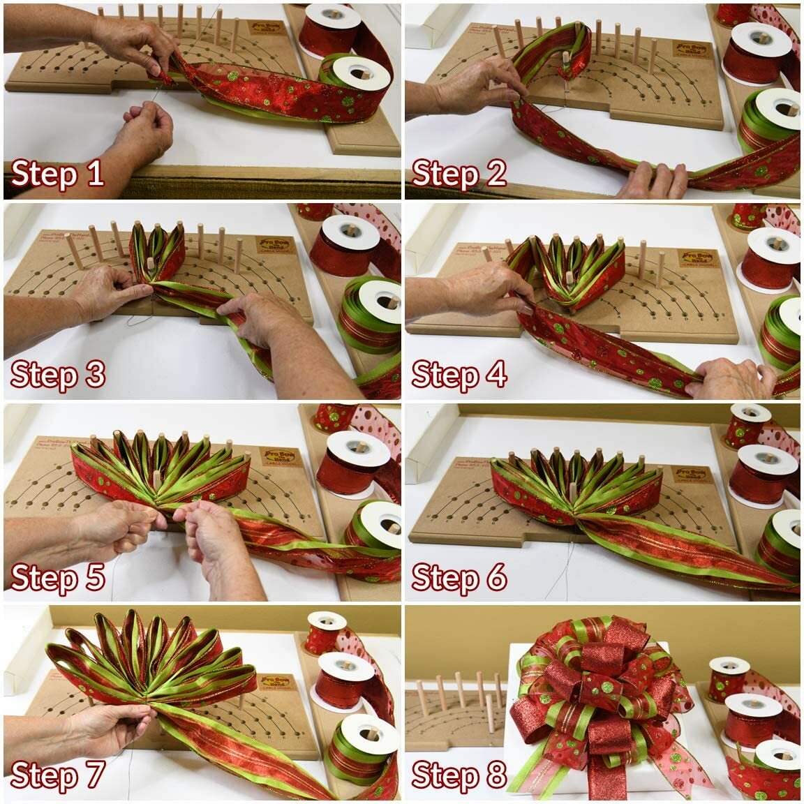 Large Custom Hand Bow Maker 3 Ribbon for Holiday Christmas Wreaths Tree Topper