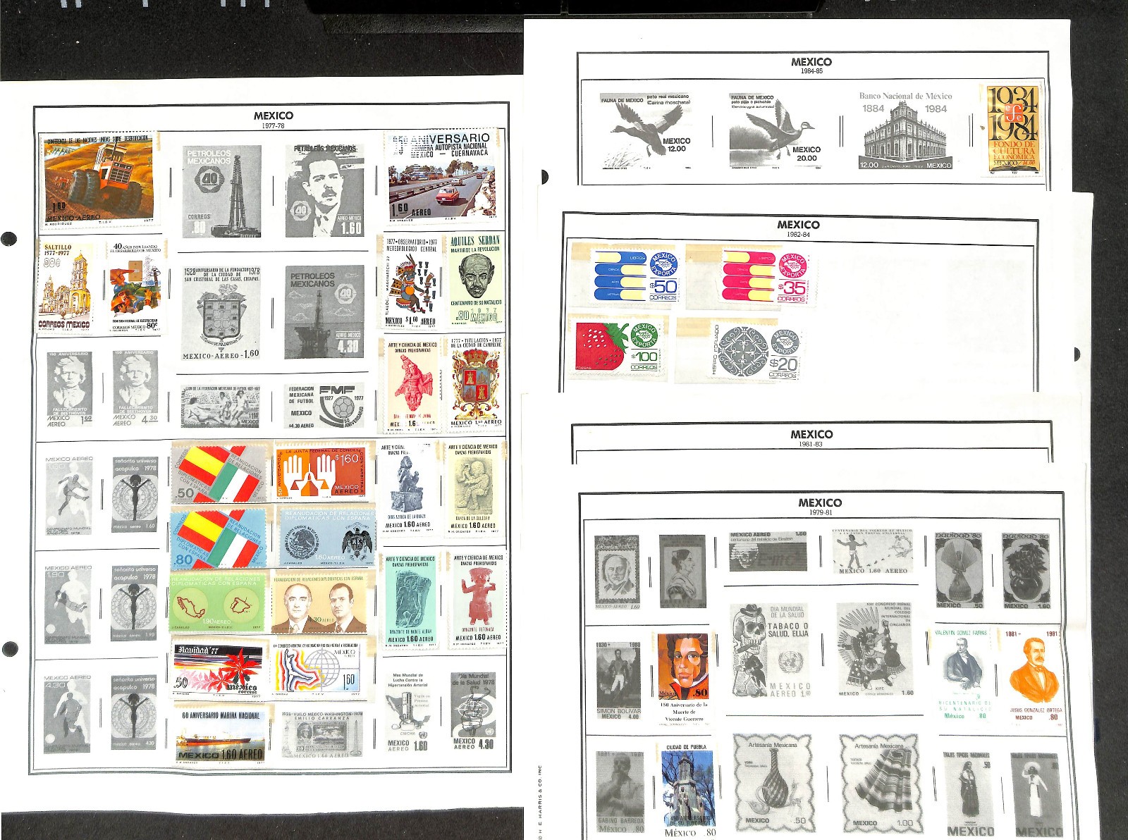Mexico Stamp Collection on 24 Harris Pages, 1884-1985 (BI)