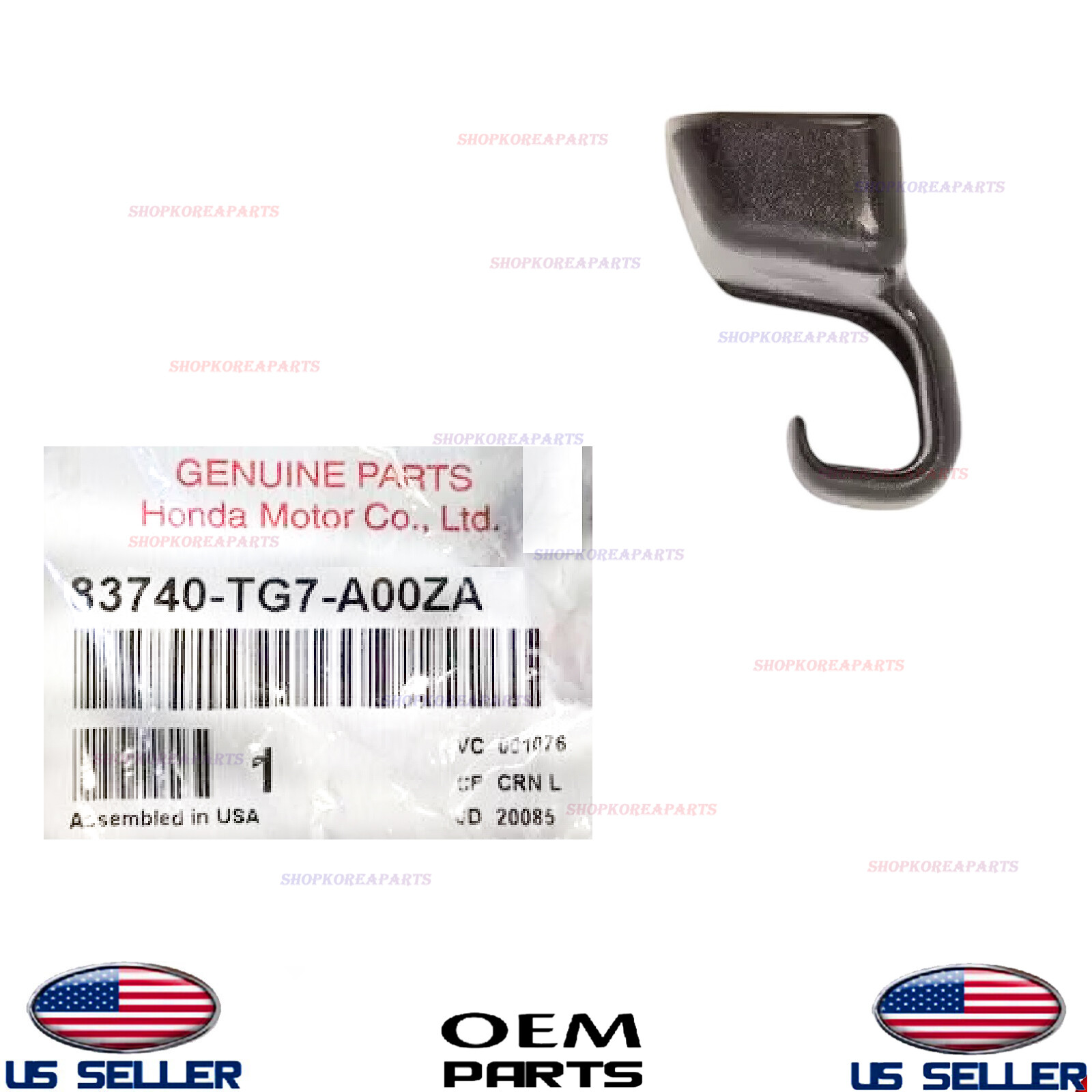 Genuine Sunshade REAR Door Hook Deep BLACK Honda 2016-24 Pilot 2019-23 Passport