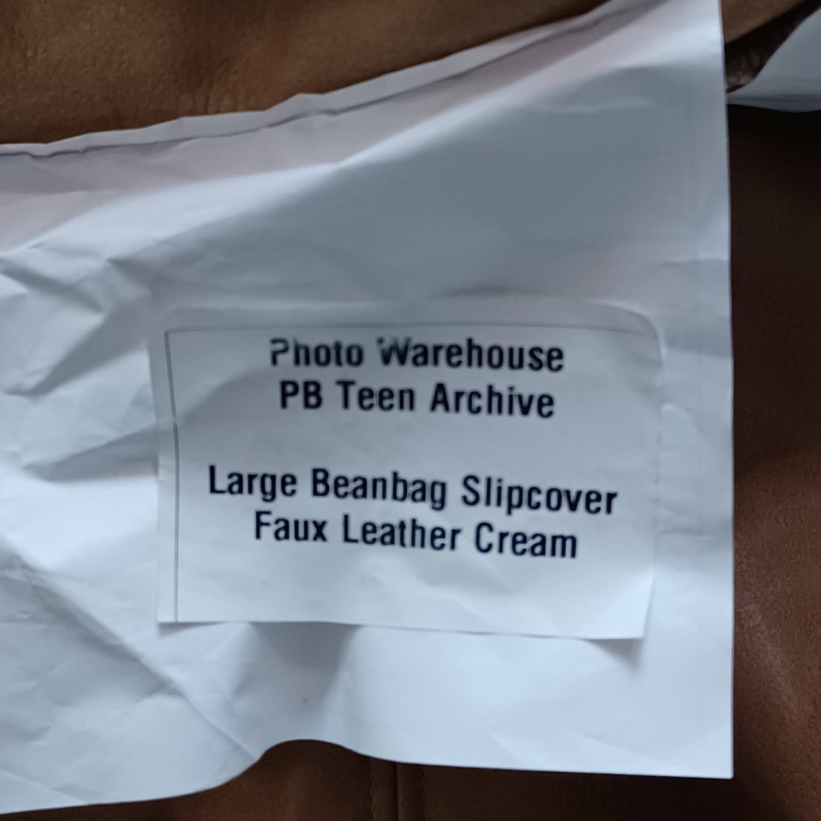 Pottery Barn Teen Faux Leather Large Bean Bag Cover Marketing Sample Camel Tan