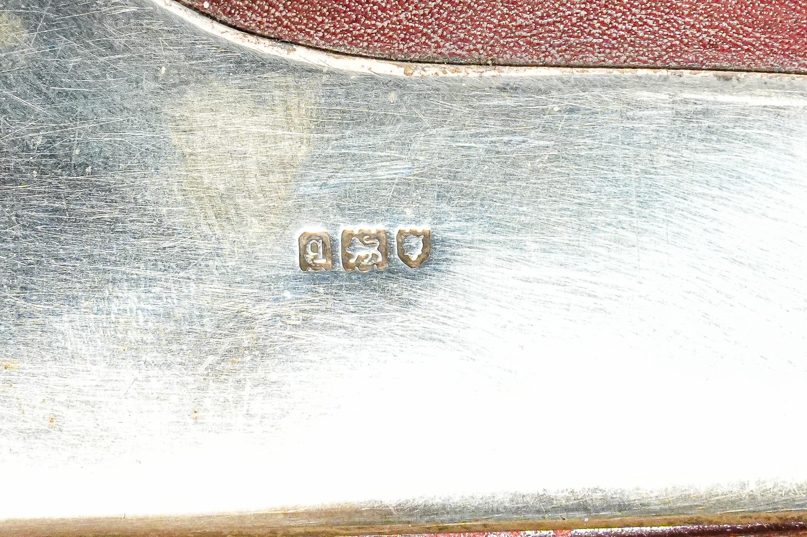 Handsome English Leather Document Desk Folio Folder Antique Sterling Silver