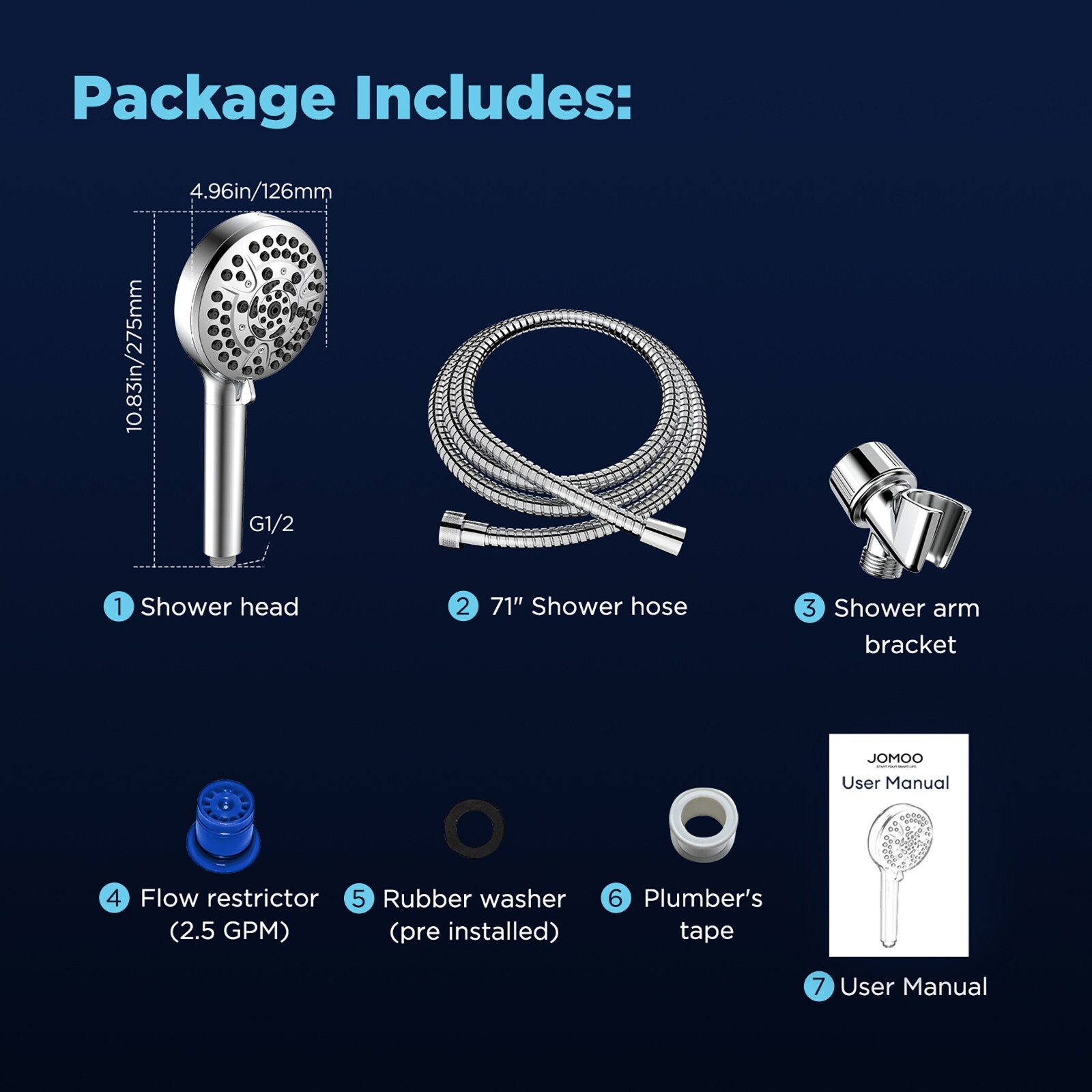 Filter Shower Head-10 Modes, High Pressure Water-Saving, DOE Certified, 71" Hose