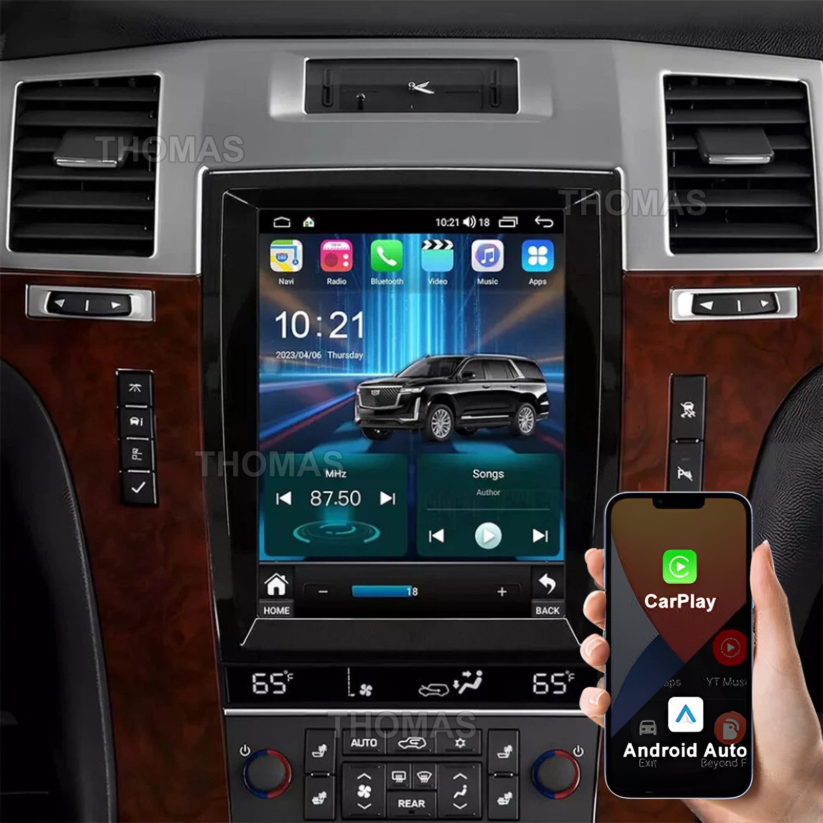 64G Android 14 CarPlay For Cadillac Escalade 2007-2014 Car Stereo Radio GPS Navi