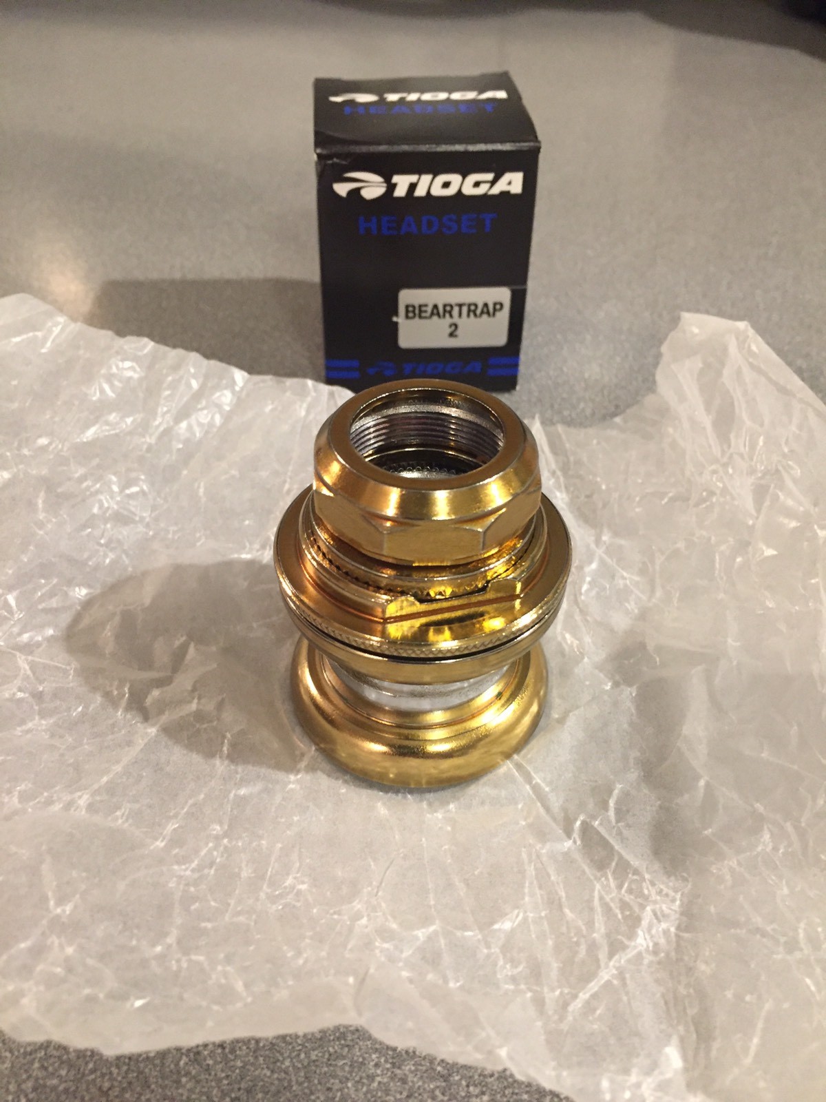OLD SCHOOL BMX TIOGA BEARTRAP 2 HEADSET GOLD 1" threaded NEW tange gt