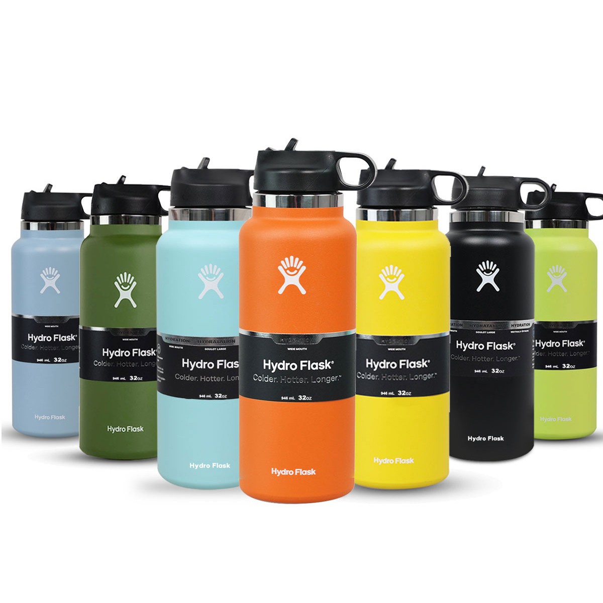 Hydro Flask 32 Oz Water Bottle Wide Mouth Straw Lid