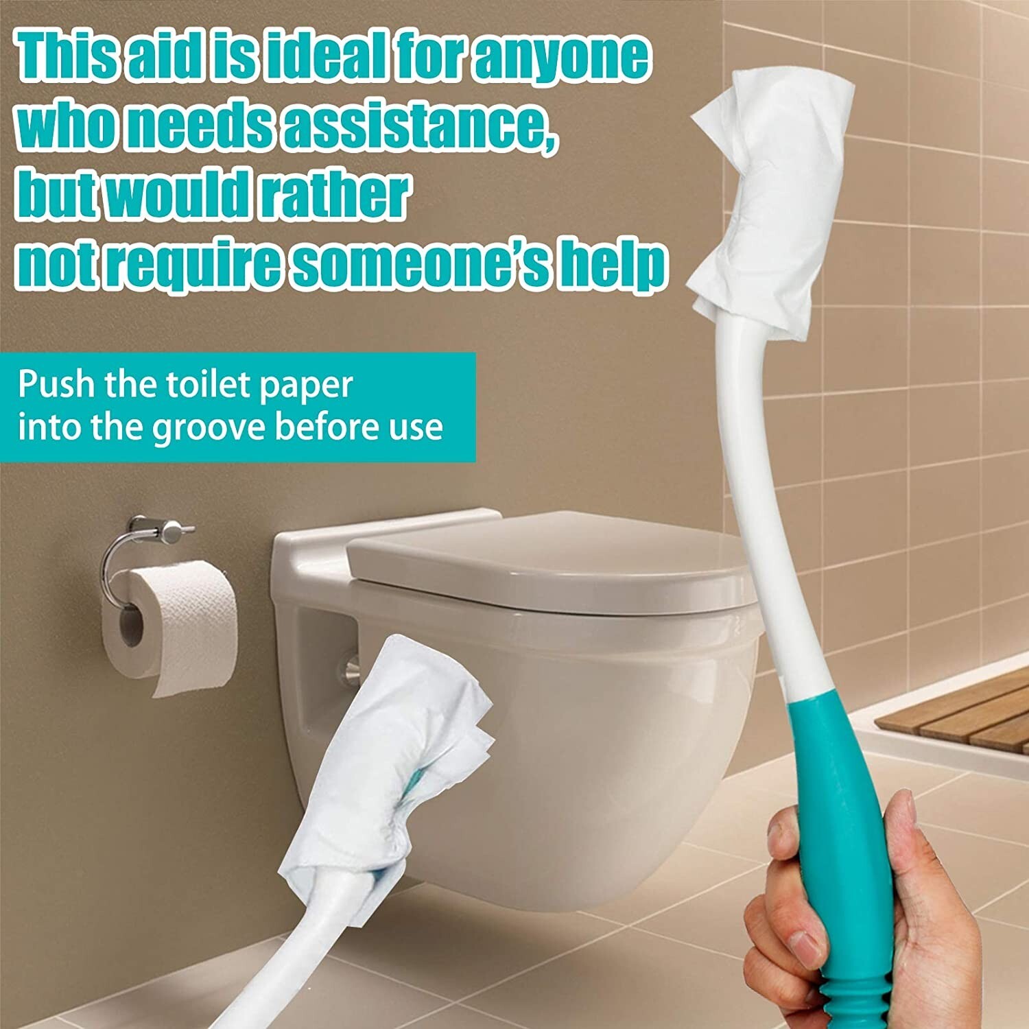 Long Reach Comfort Toilet Wiping Aids Tools - Self Assist Bathroom Bottom Buddy