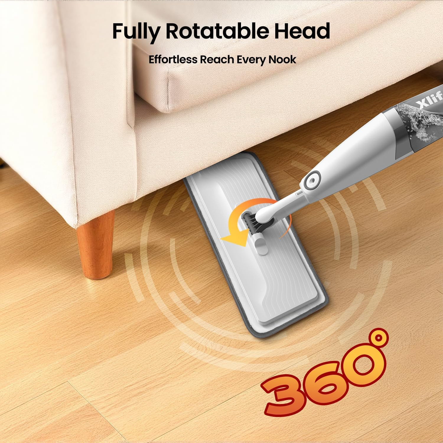 360° Spray Mops for Floor Cleaning with 5 Washable Pads, Wet Dry Microfiber Mop