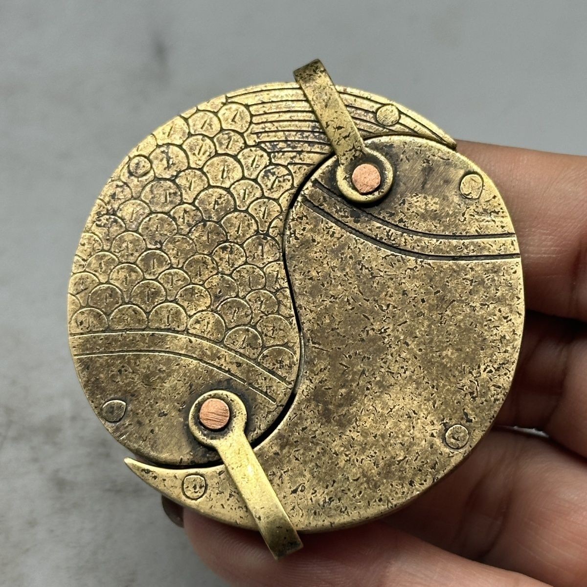 Yin Yang Bagua Brass Paper Cutter Express Unboxing Knife Retro Fish Design