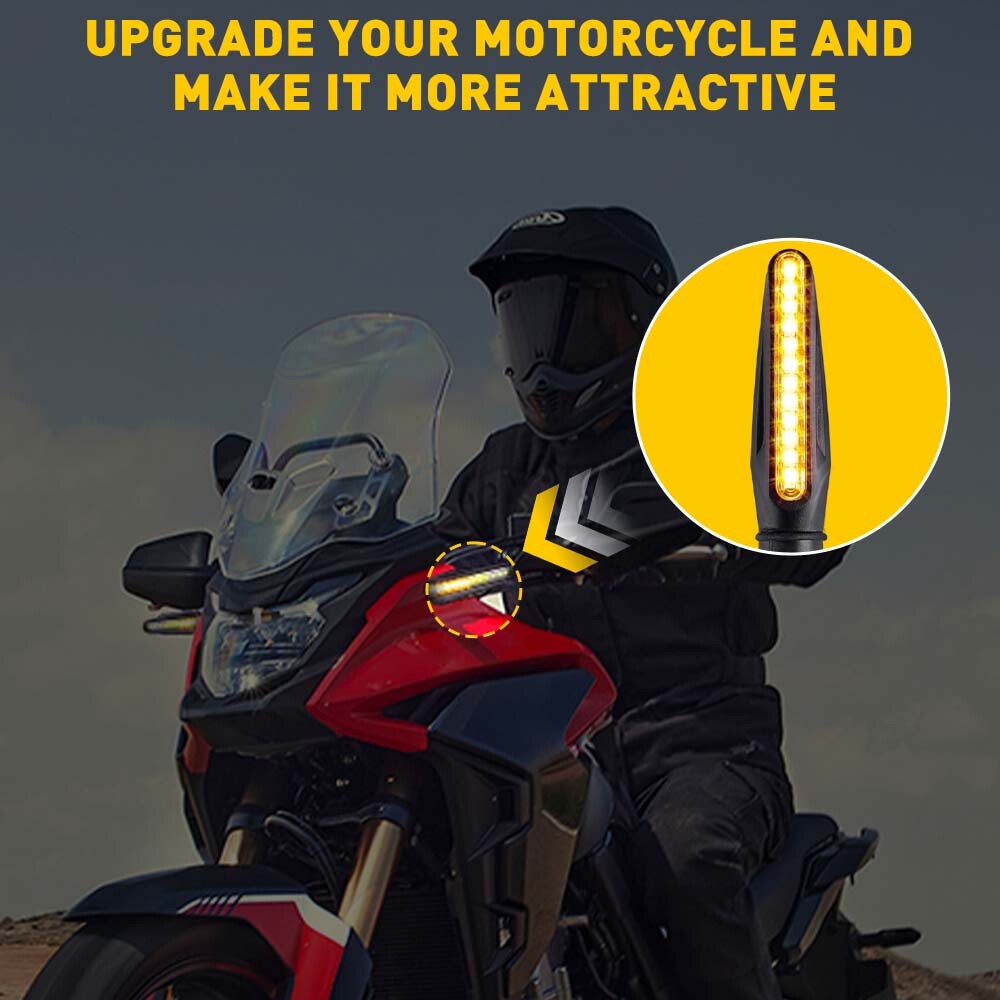 4X Motorcycle Sequential LED Turn Signal Blinker Light Indicator Amber Universal