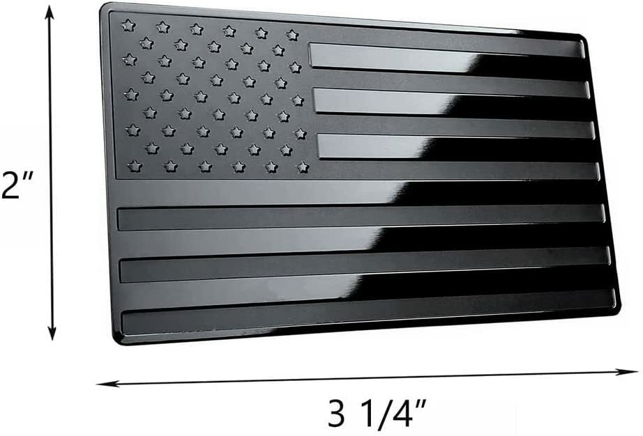 3"x 2" USA Black Metal Flag Emblem for Cars (Black, 2pcs Forward and Reverse)