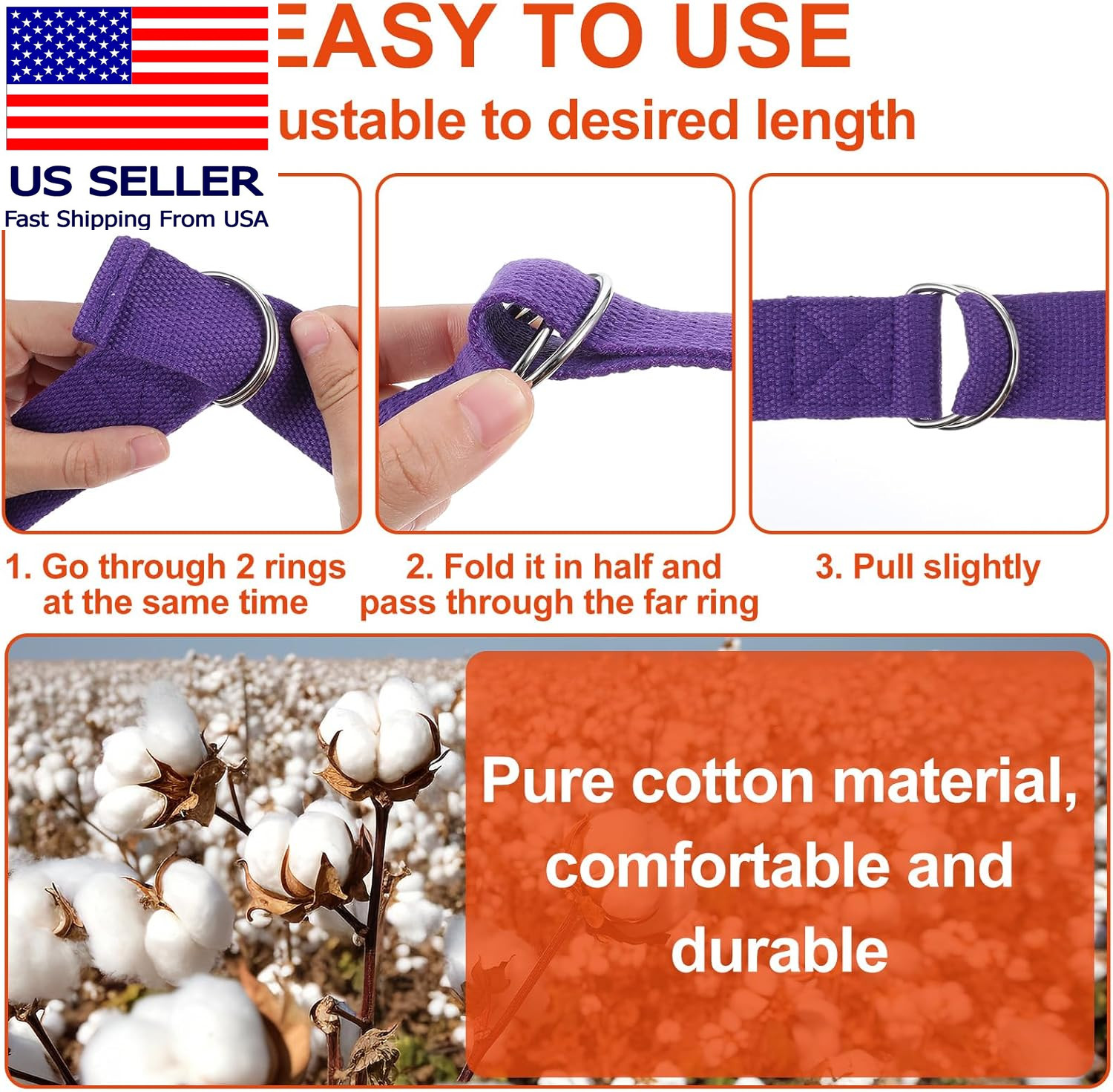 10 Pcs Yoga Strap for Stretching Bulk 6Ft Exercise Stretch Band with Metal D Rin